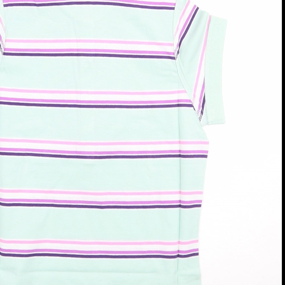 Moose Womens Green Striped  Basic Polo Size 8