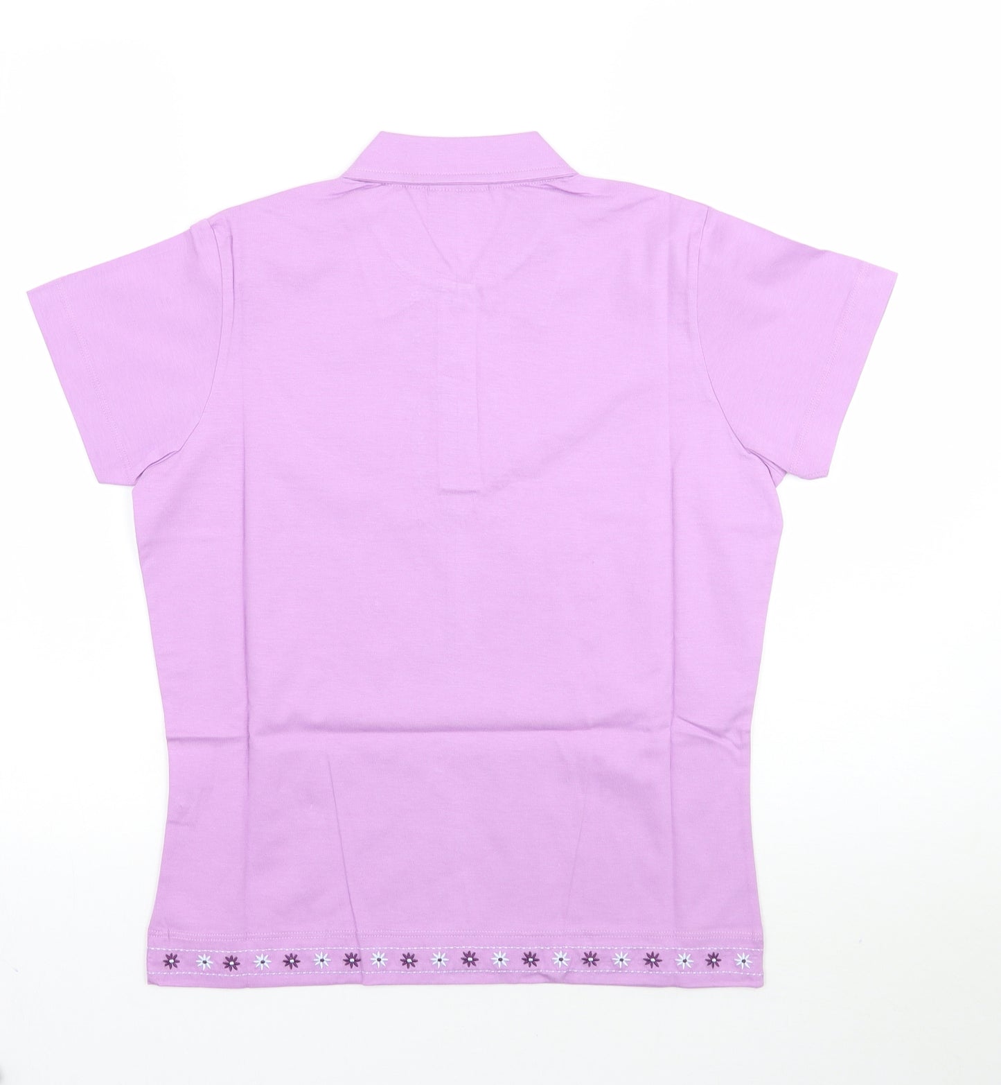 Moose Womens Purple Floral  Basic Polo Size 12