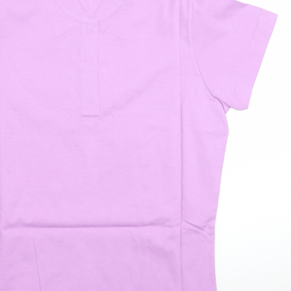 Moose Womens Purple Floral  Basic Polo Size 12