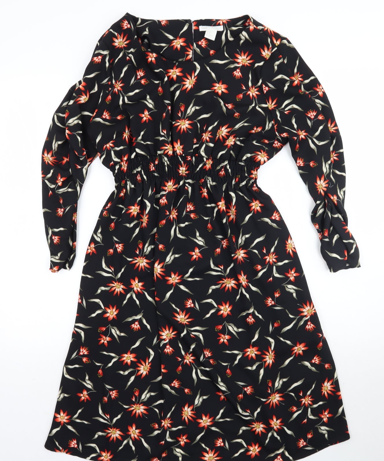 H&M Womens Black Floral  A-Line  Size M