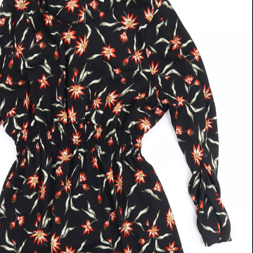 H&M Womens Black Floral  A-Line  Size M