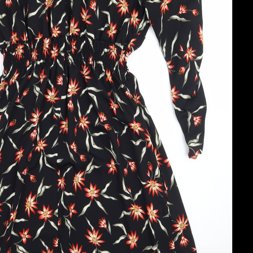 H&M Womens Black Floral  A-Line  Size M