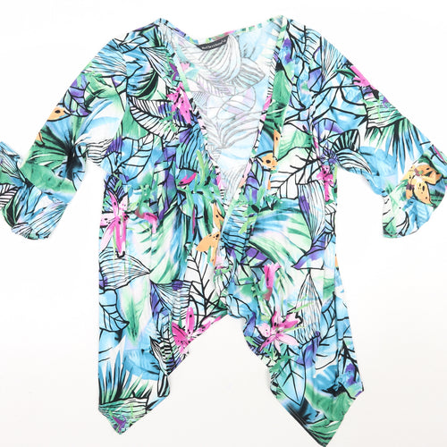 Reflections Womens Blue Floral  Cardigan Jumper Size 16