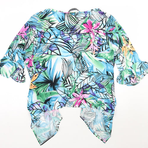 Reflections Womens Blue Floral  Cardigan Jumper Size 16