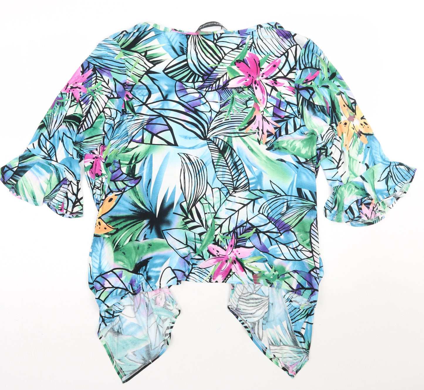 Reflections Womens Blue Floral  Cardigan Jumper Size 16