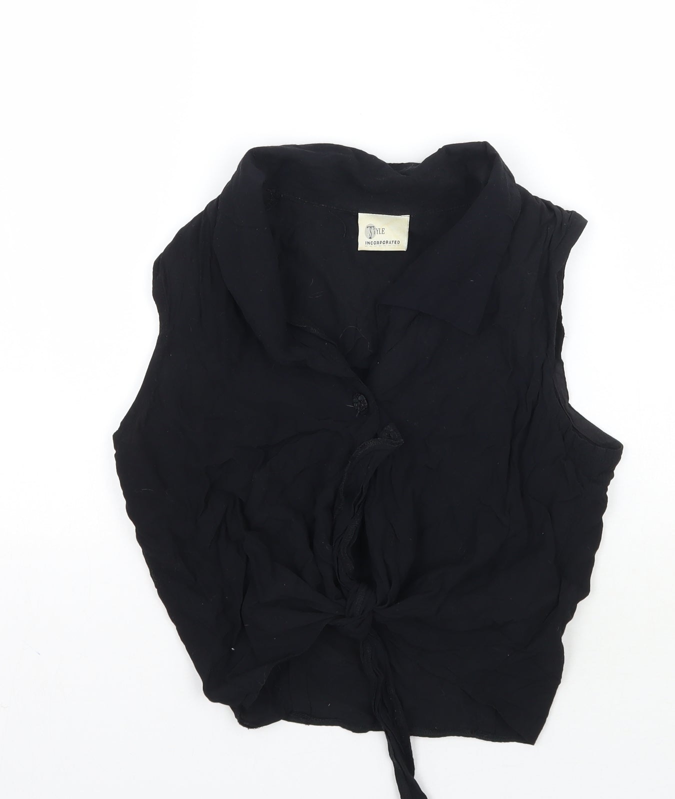 Style Womens Black   Cropped Button-Up Size 12