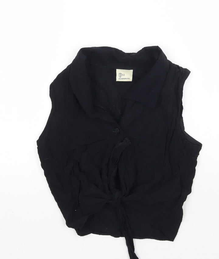 Style Womens Black   Cropped Button-Up Size 12