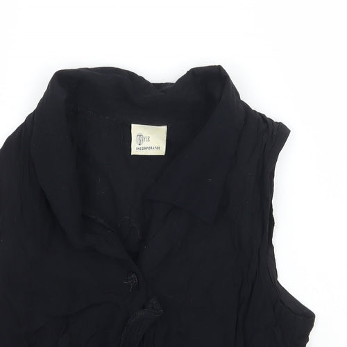 Style Womens Black   Cropped Button-Up Size 12