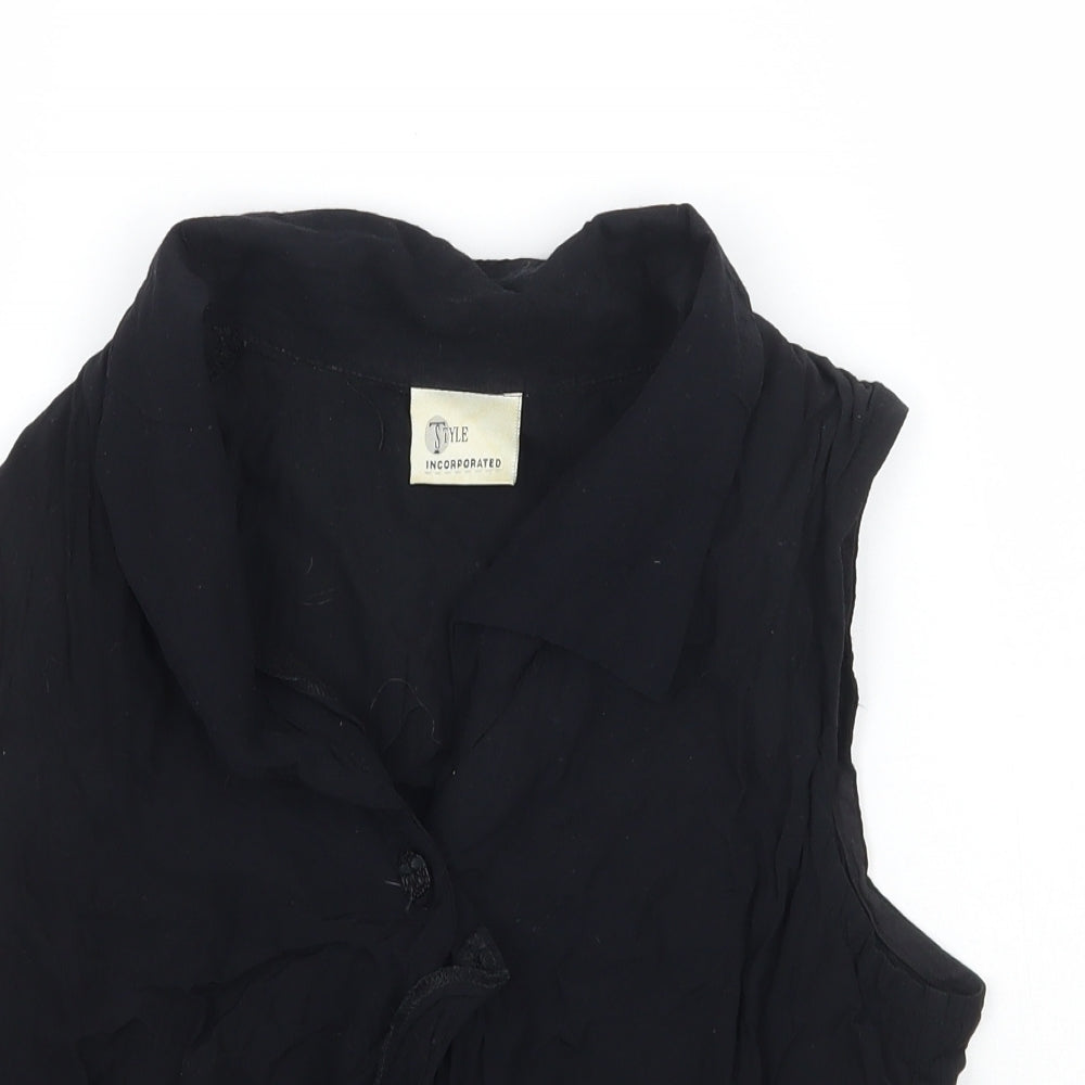 Style Womens Black   Cropped Button-Up Size 12
