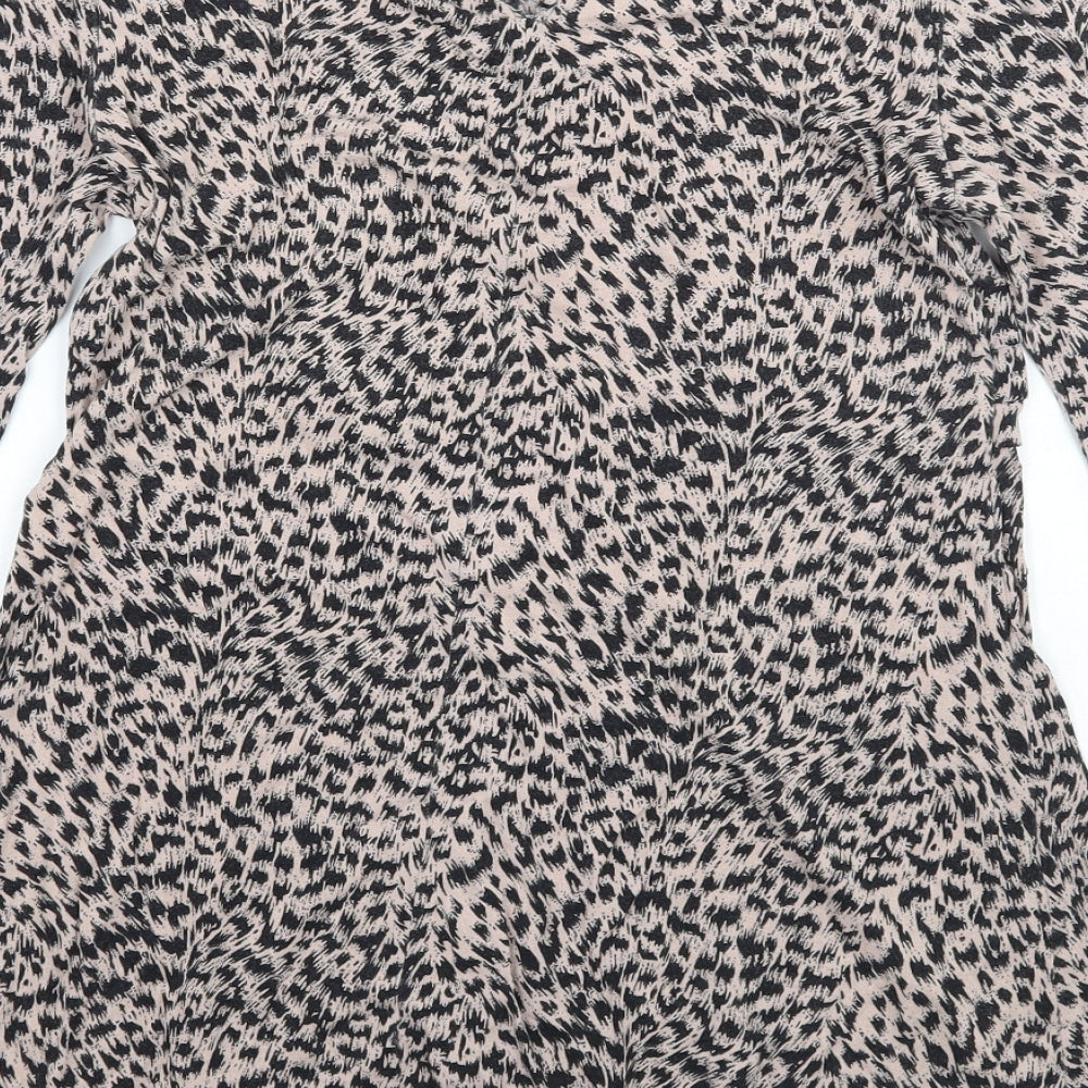 NEXT Womens Brown Animal Print  Basic Blouse Size 10