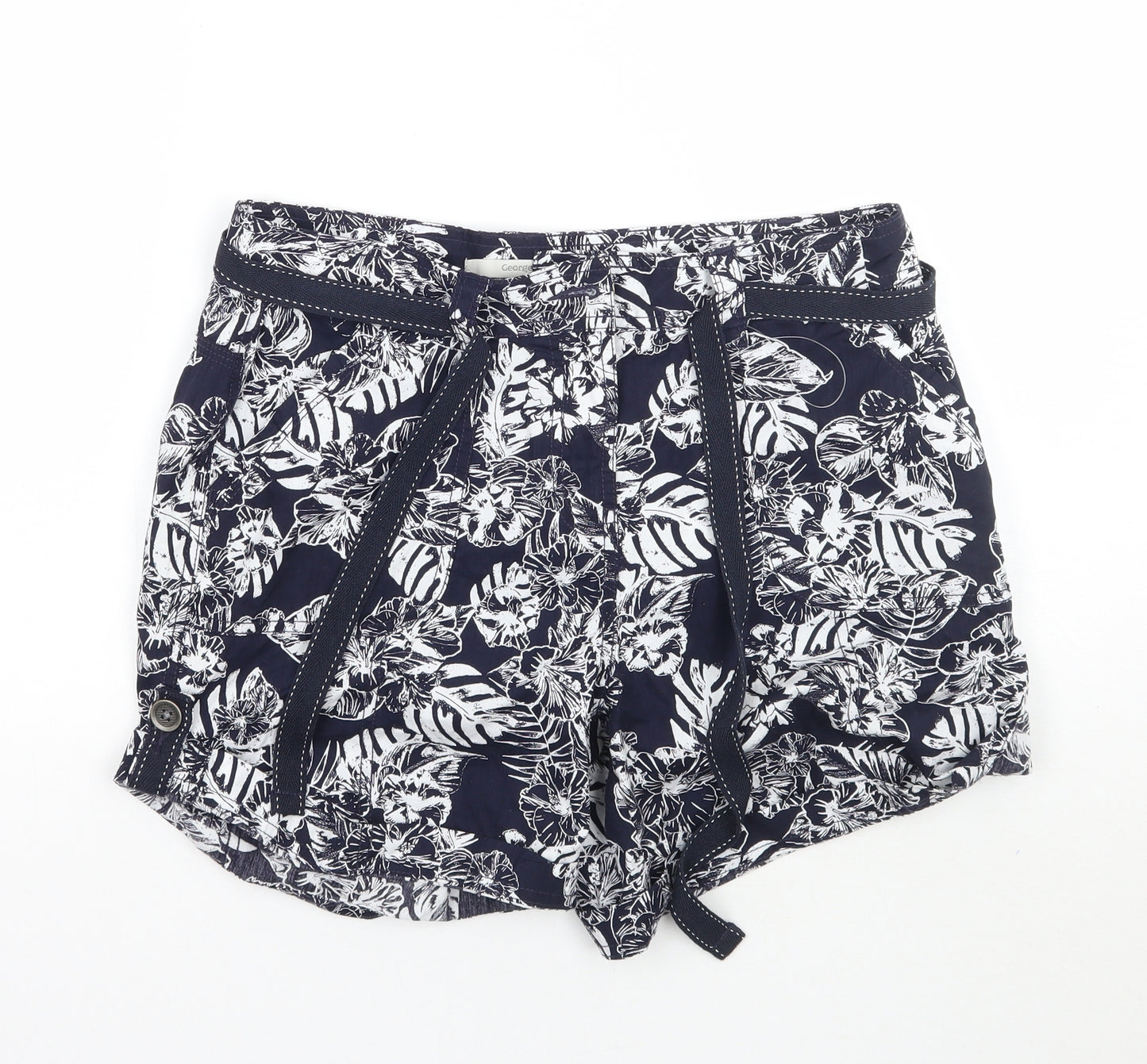 George Womens Blue Floral  Bermuda Shorts Size 10