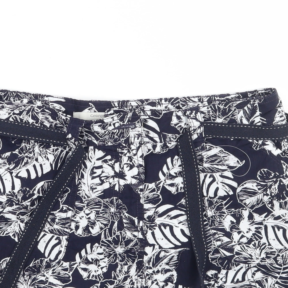 George Womens Blue Floral  Bermuda Shorts Size 10