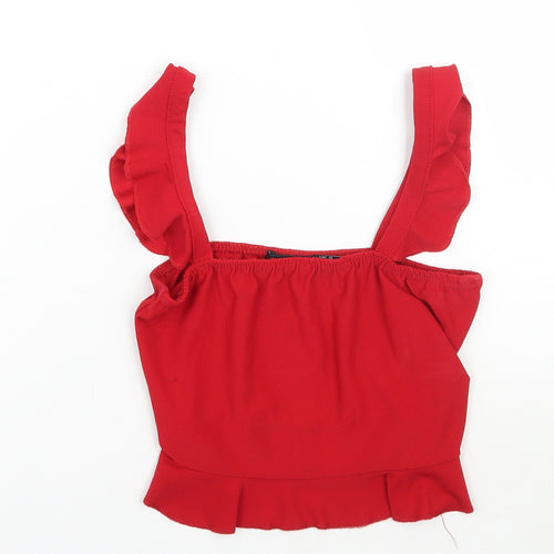 PRETTYLITTLETHING Womens Red   Cropped Tank Size 8