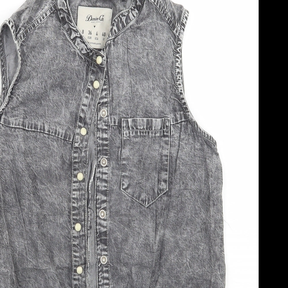 Denim co Womens Grey   Basic Button-Up Size 8