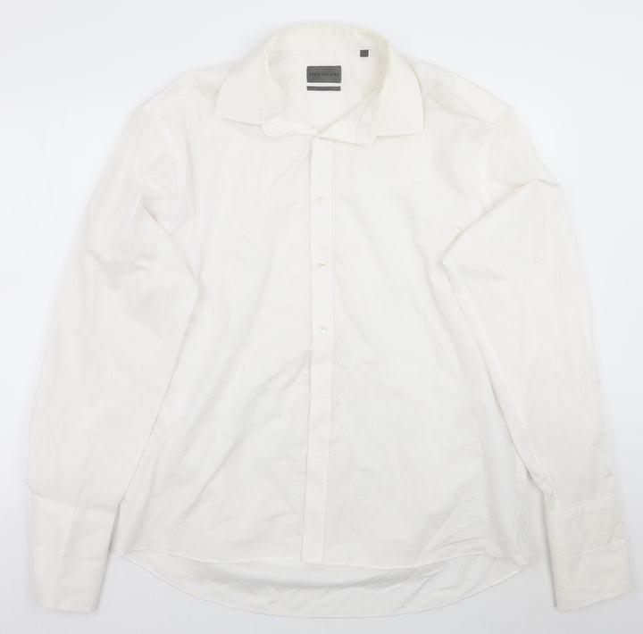 Deha Villand Mens White Button-Up Size 17.5
