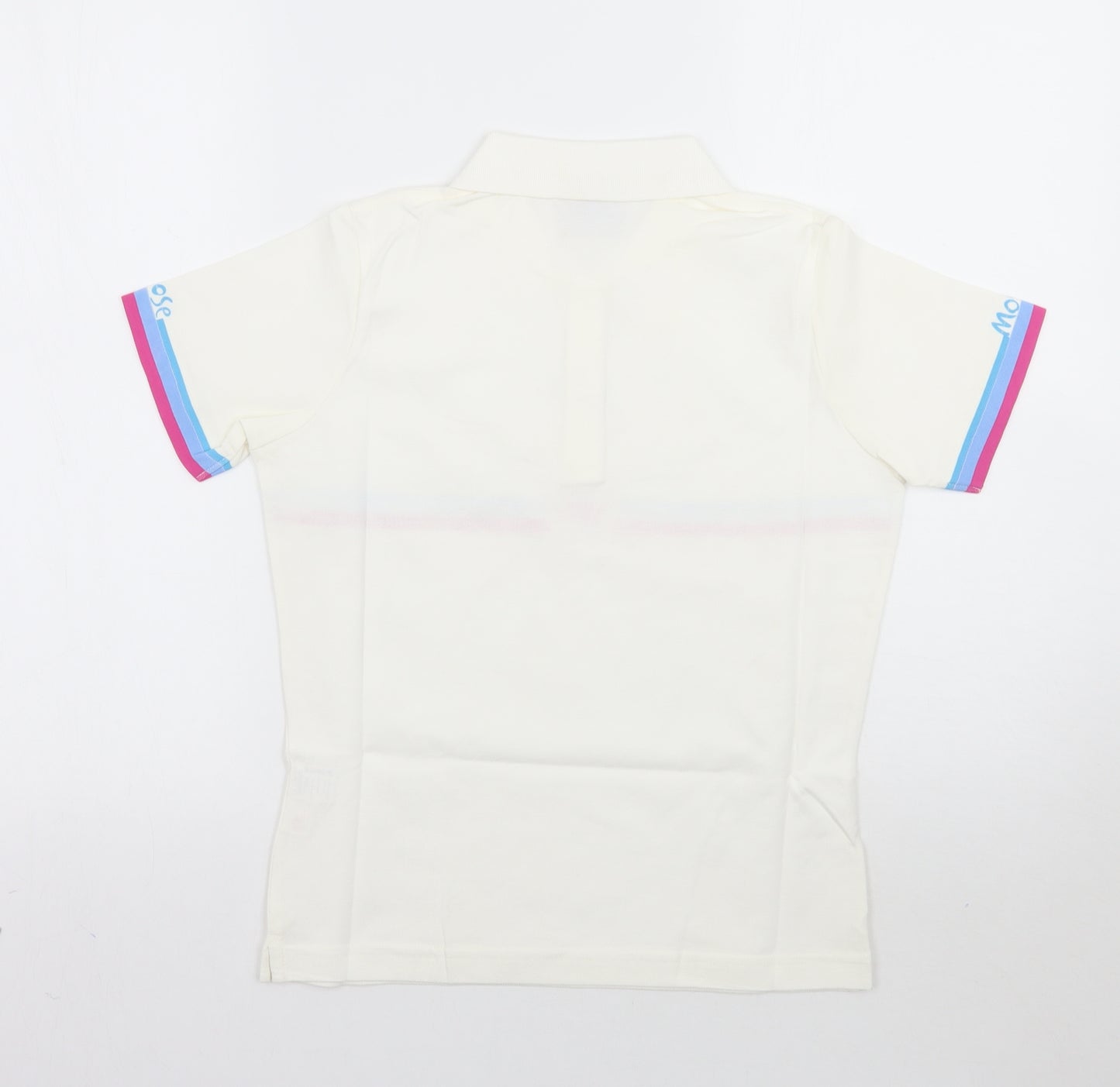 Moose Womens White Striped  Basic Polo Size 12