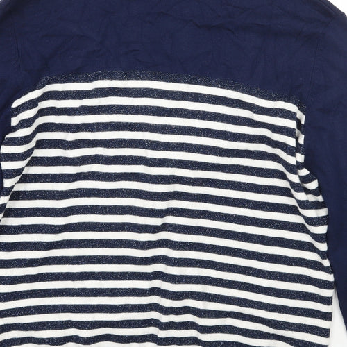 M&Co Womens Blue Striped  Cardigan Jumper Size M