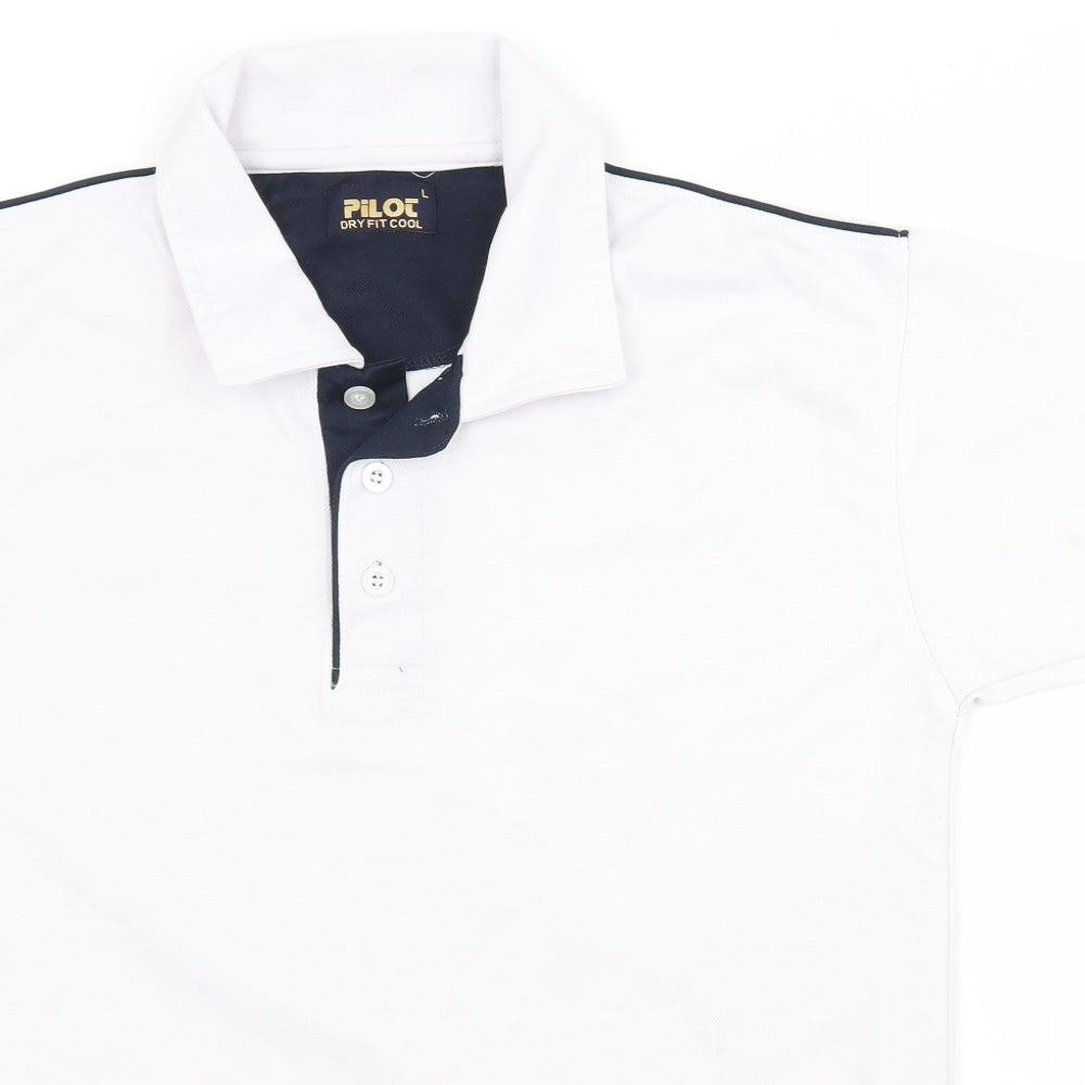 Pilot Mens White    Polo Size L