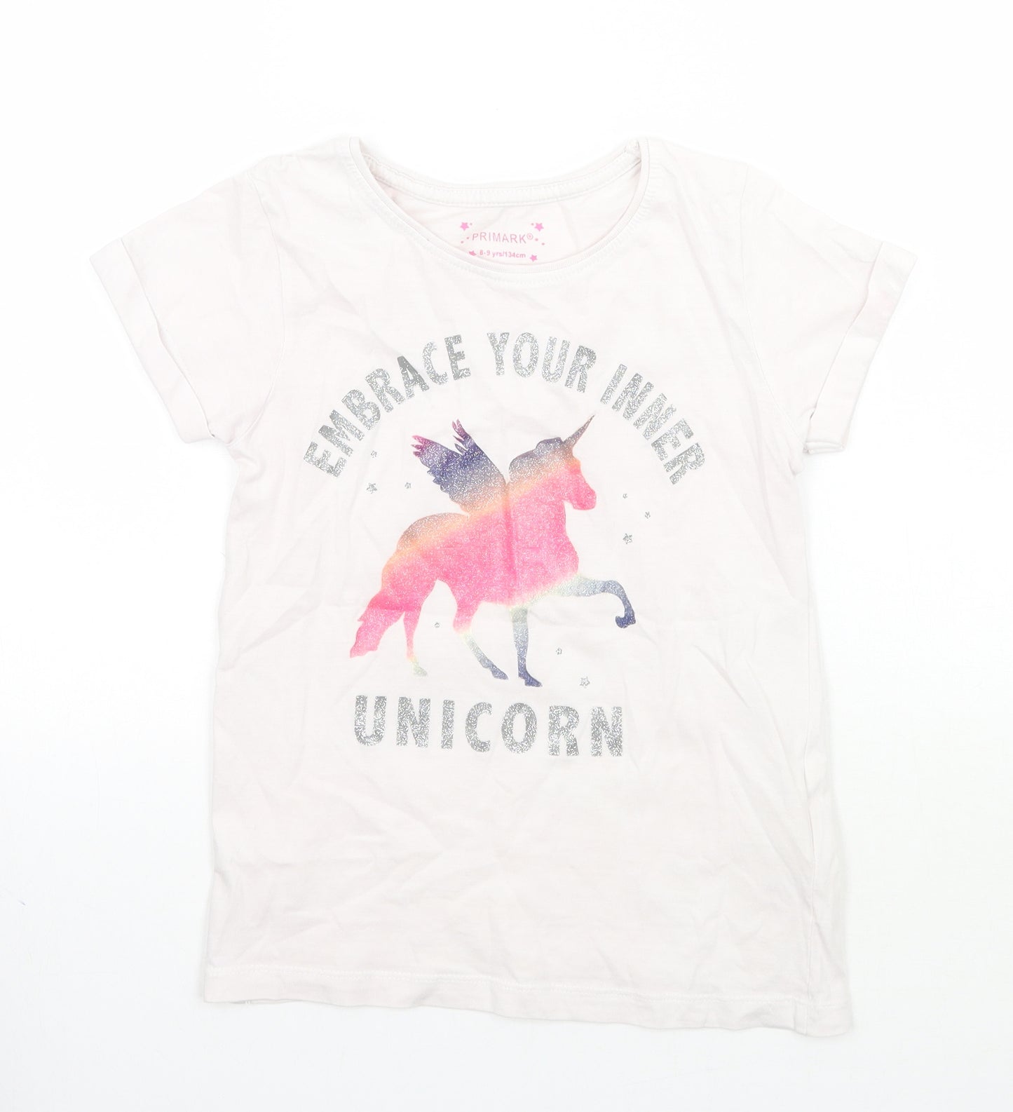 Primark Girls White   Basic T-Shirt Size 8-9 Years