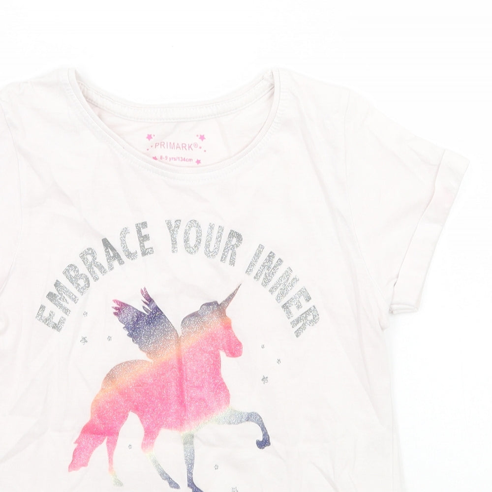 Primark Girls White   Basic T-Shirt Size 8-9 Years