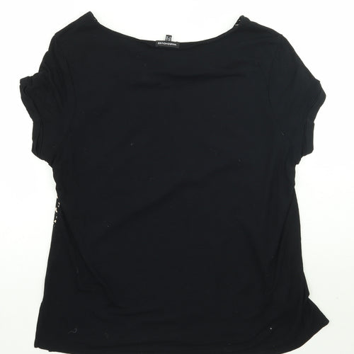 Hobbs Womens Black Animal Print  Basic Blouse Size 12