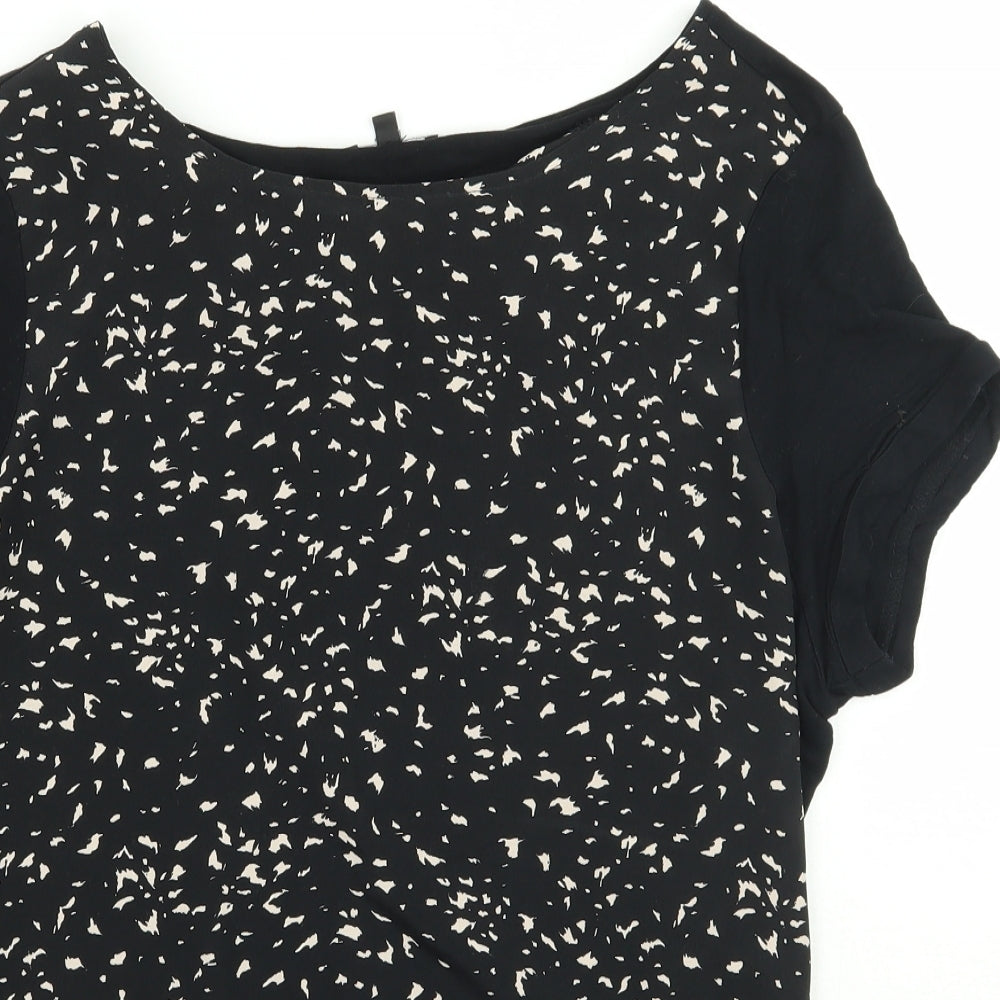 Hobbs Womens Black Animal Print  Basic Blouse Size 12