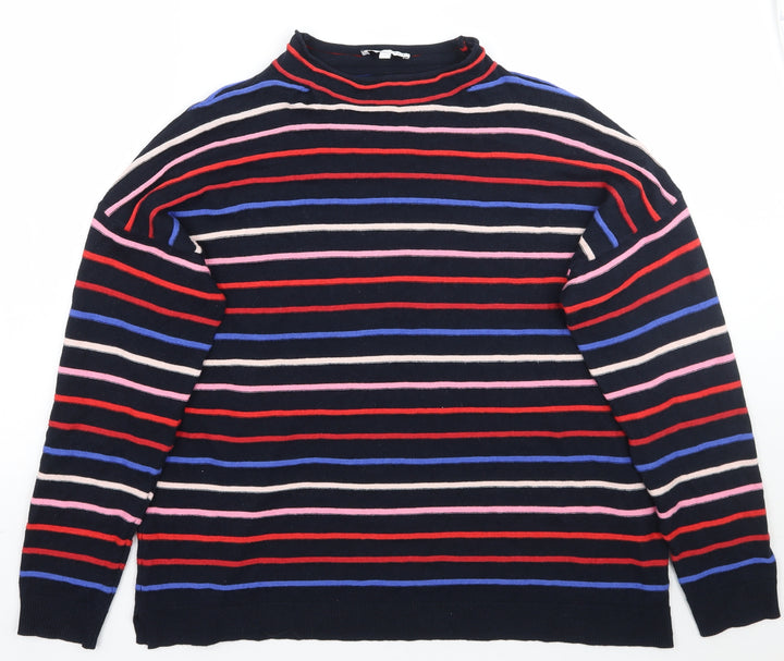 Warehouse Womens Black Striped Pullover Jumper Size 10