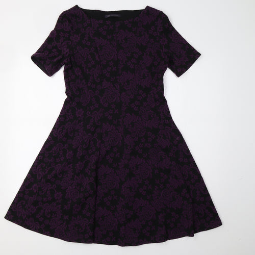 M&S Womens Purple Floral  Bodycon  Size 10