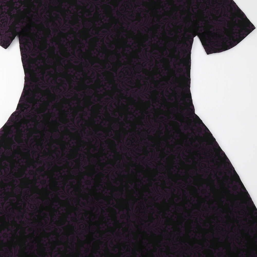 M&S Womens Purple Floral  Bodycon  Size 10