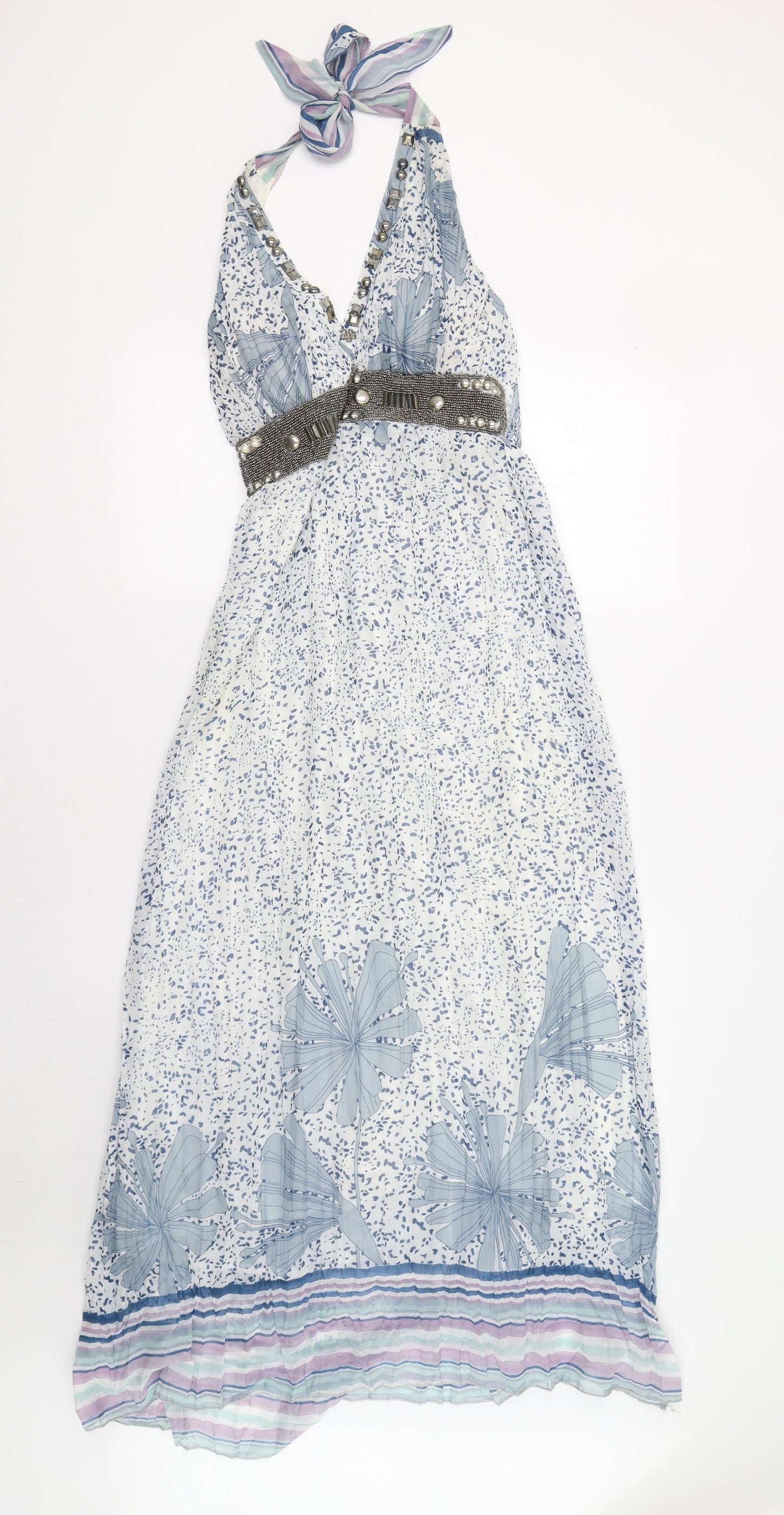 OLL Collection Womens Blue Floral  Maxi  Size M  - Embellished