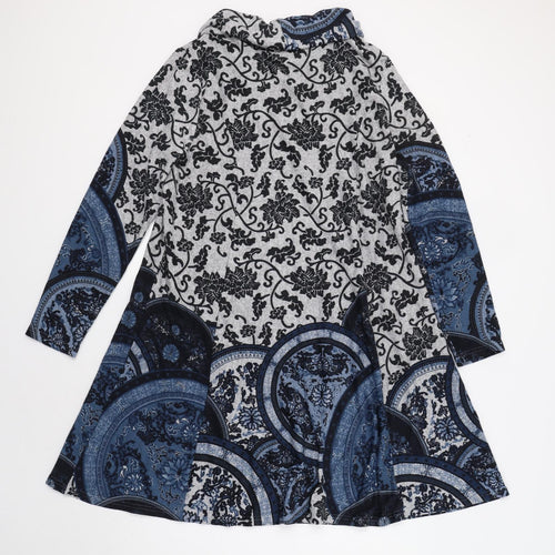 Text Womens Blue Floral  Jumper Dress  Size XL
