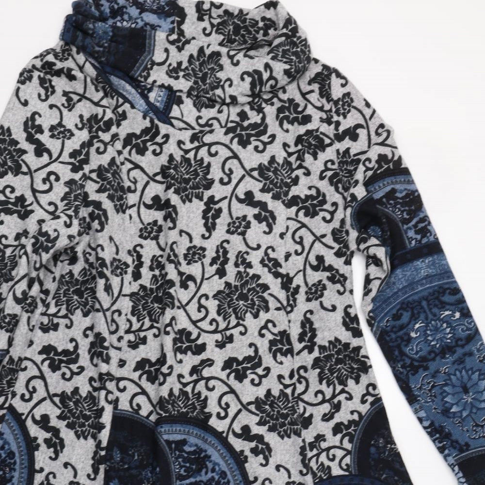 Text Womens Blue Floral  Jumper Dress  Size XL