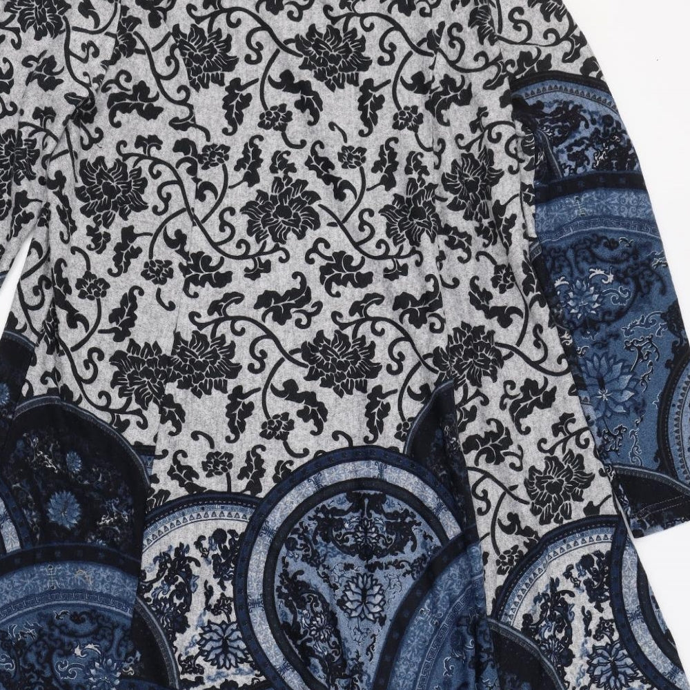 Text Womens Blue Floral  Jumper Dress  Size XL