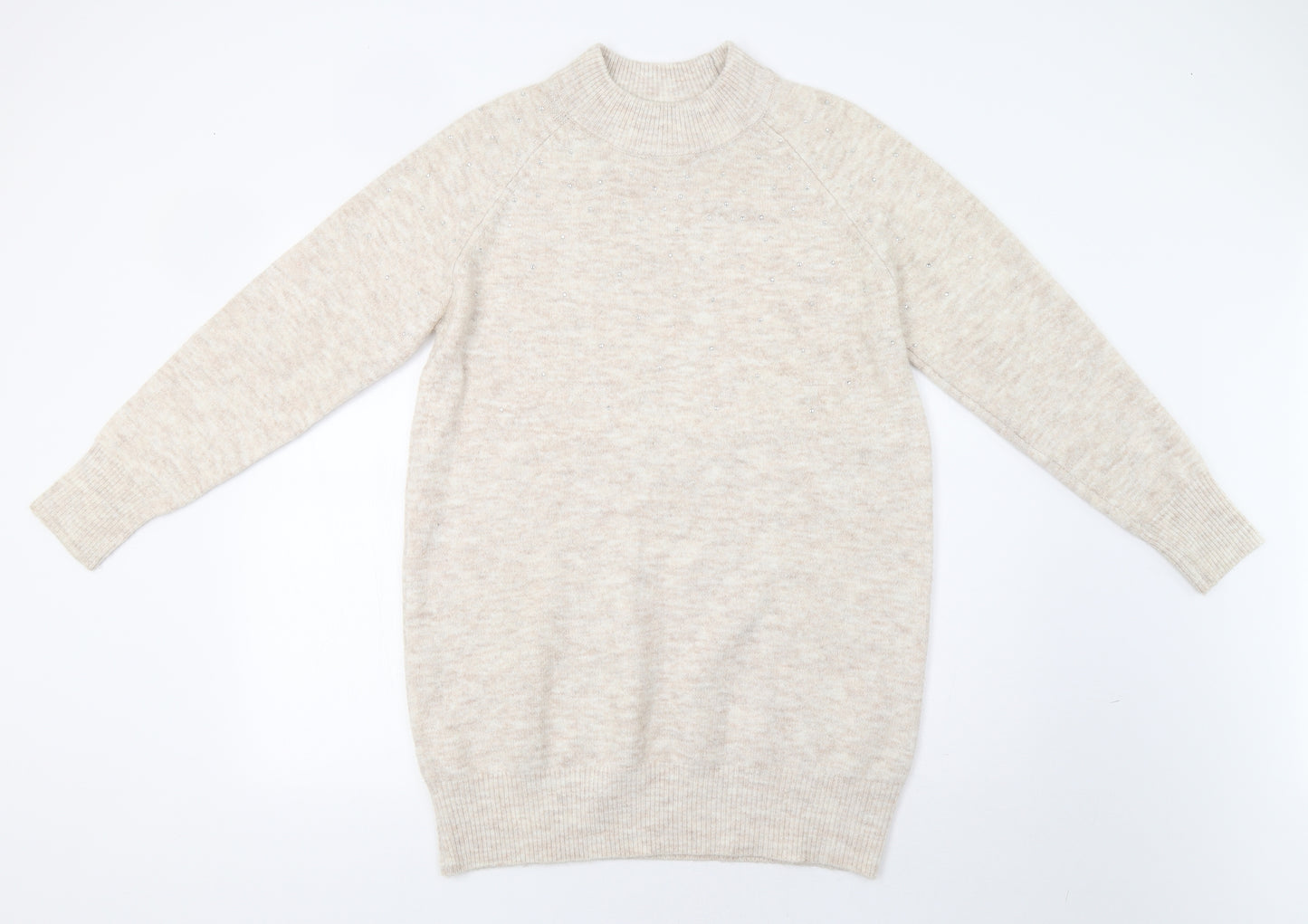 Papaya Womens Beige   Pullover Jumper Size L  - Rhinestone Detail