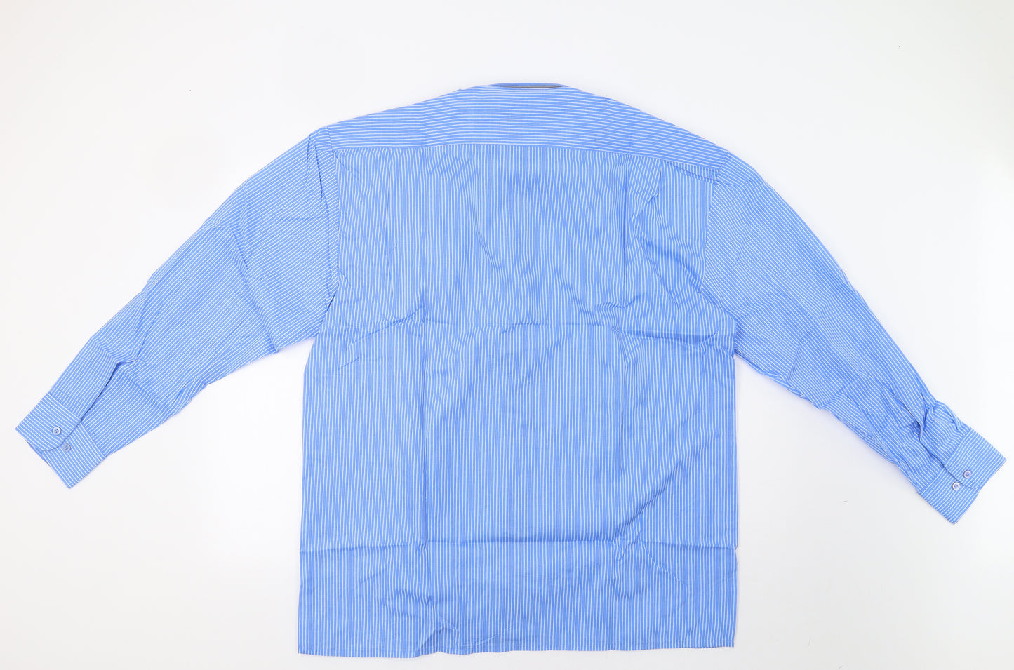 Oak Valley Mens Blue Striped   Dress Shirt Size 17