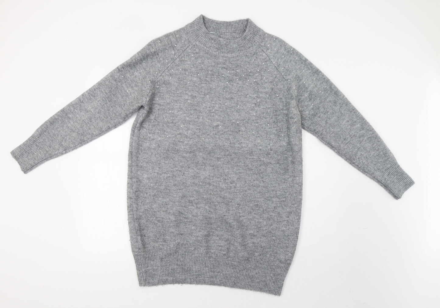 Papaya Womens Grey   Pullover Jumper Size L  - Rhinestone Detail
