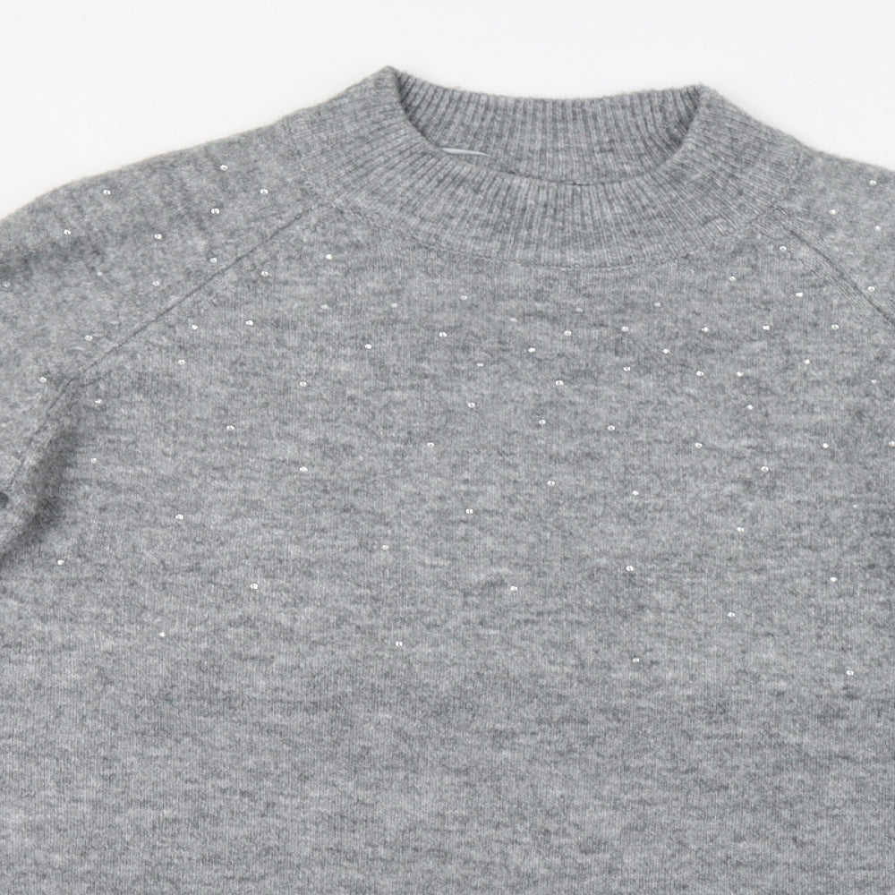 Papaya Womens Grey   Pullover Jumper Size L  - Rhinestone Detail