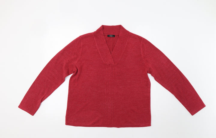 BM Womens Red Pullover Jumper Size M