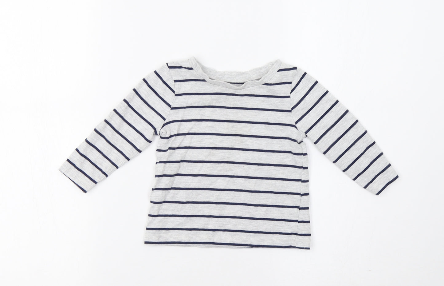 George Baby Grey Striped  Basic T-Shirt Size 12 Months
