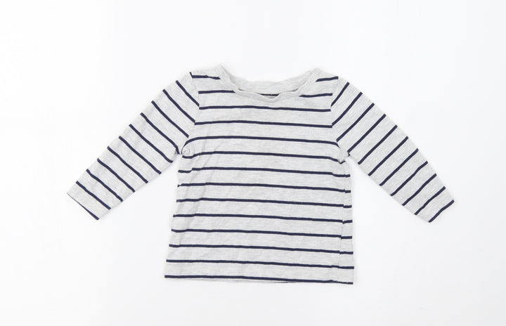 George Baby Grey Striped  Basic T-Shirt Size 12 Months