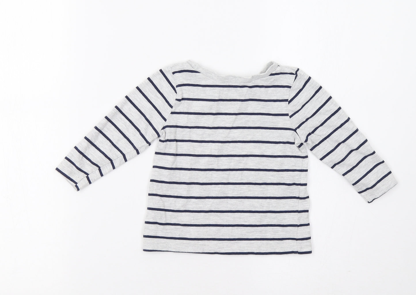 George Baby Grey Striped  Basic T-Shirt Size 12 Months