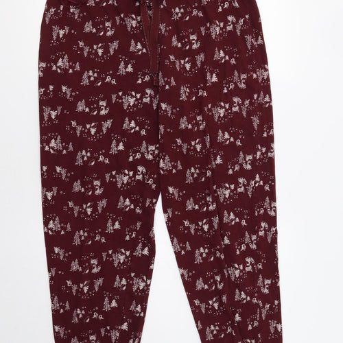 M&S Womens Red    Pyjama Pants Size 16  - Winter Forest