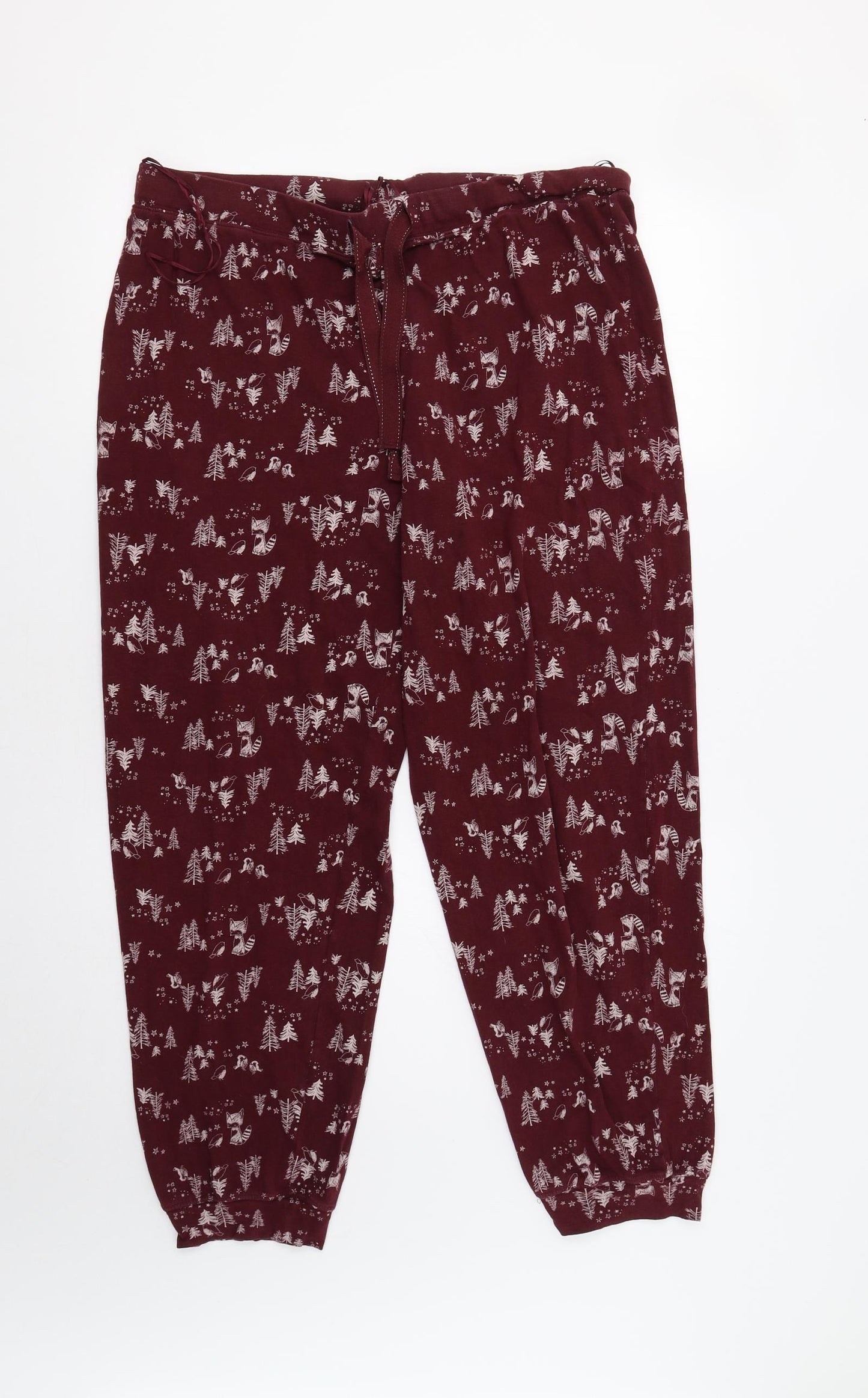M&S Womens Red    Pyjama Pants Size 16  - Winter Forest