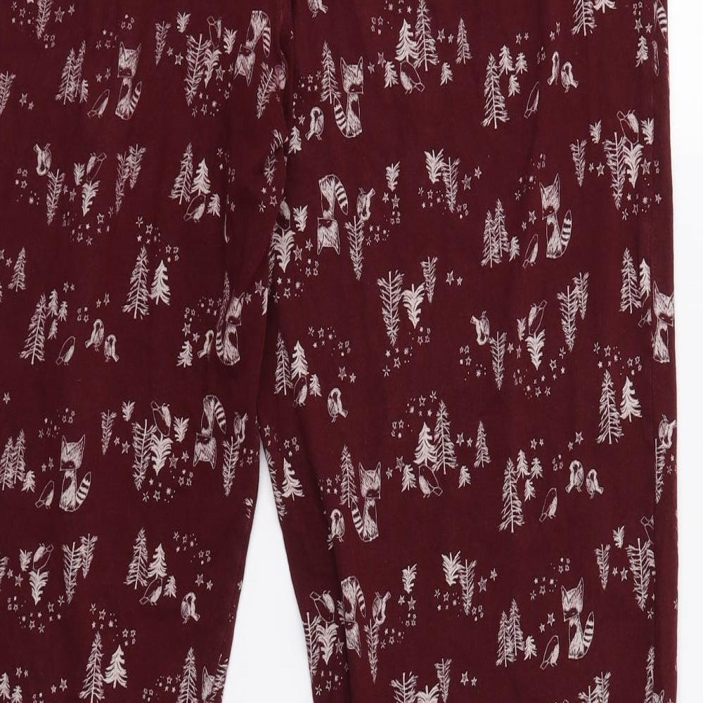 M&S Womens Red    Pyjama Pants Size 16  - Winter Forest