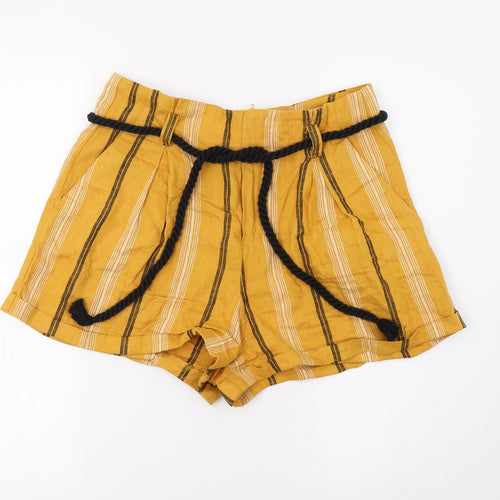 FOREVER 21 Womens Yellow Striped  Bermuda Shorts Size L