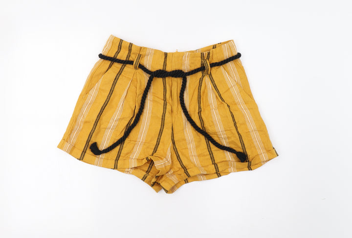 FOREVER 21 Womens Yellow Striped Bermuda Shorts Size L