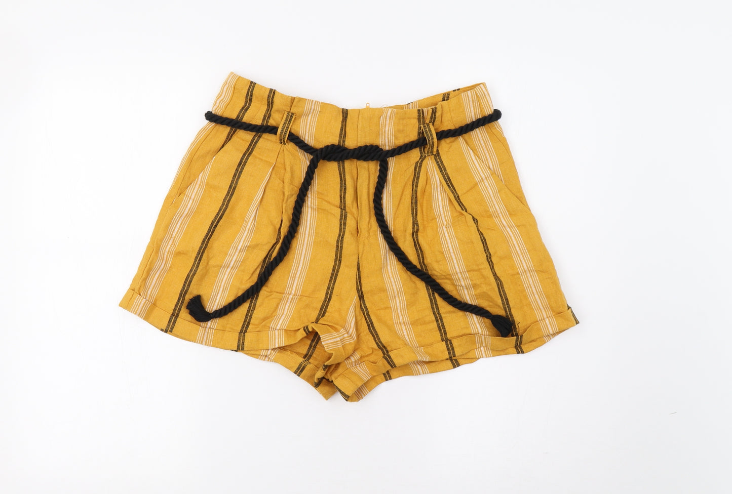 FOREVER 21 Womens Yellow Striped  Bermuda Shorts Size L