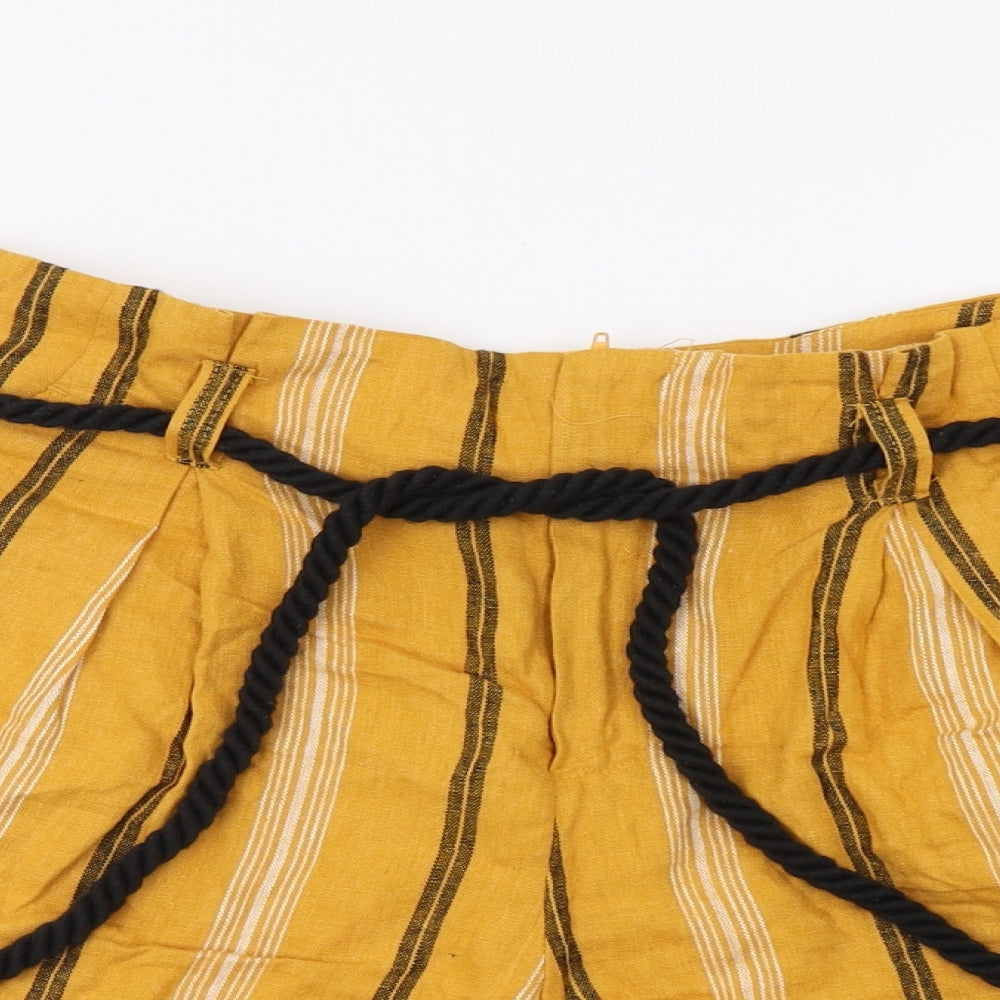 FOREVER 21 Womens Yellow Striped  Bermuda Shorts Size L
