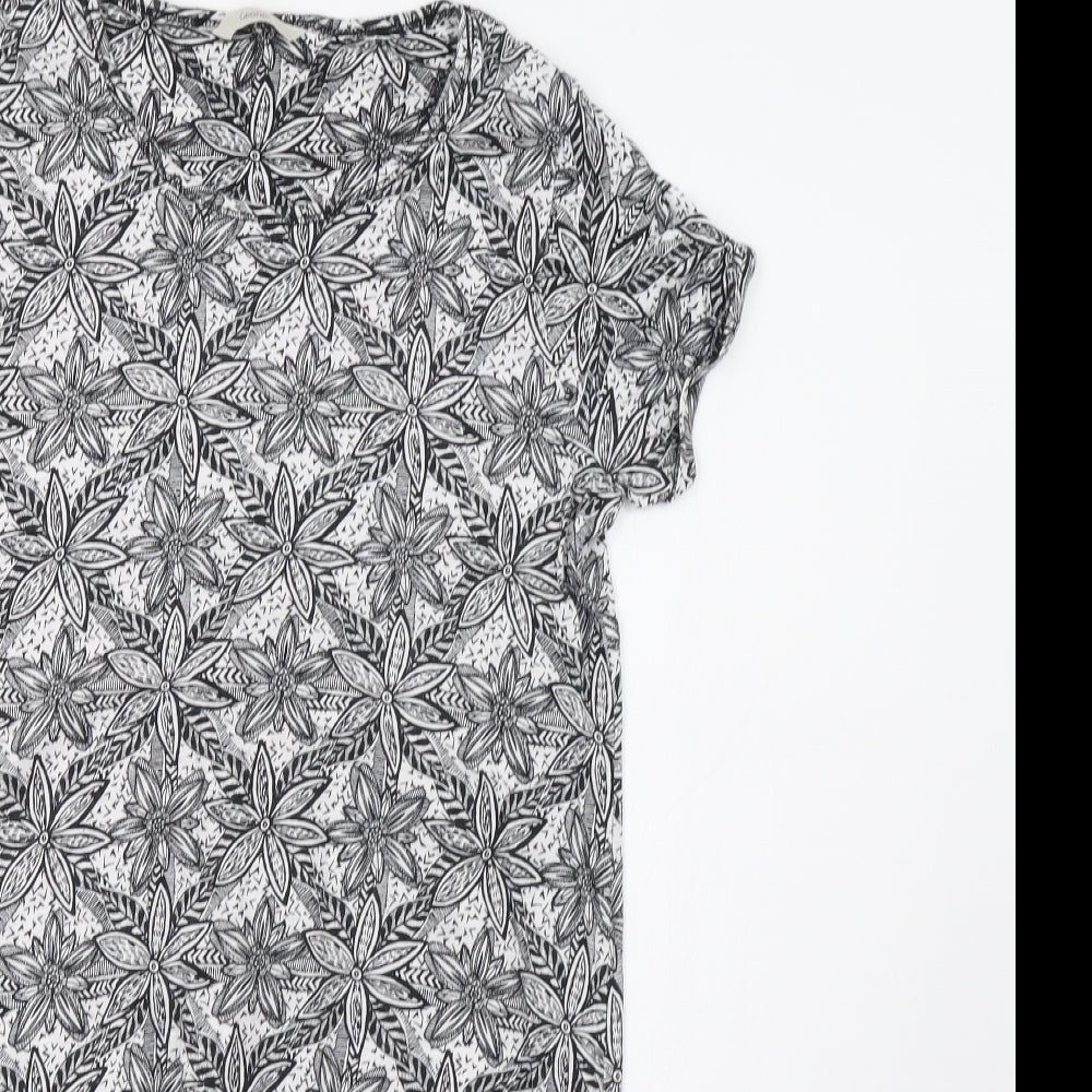 George Womens Black Floral  Basic Blouse Size 12