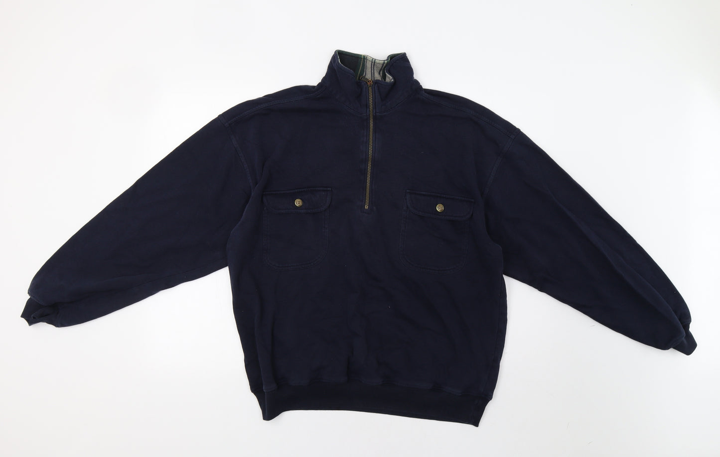 M&S Mens Blue   Henley Hoodie Size L
